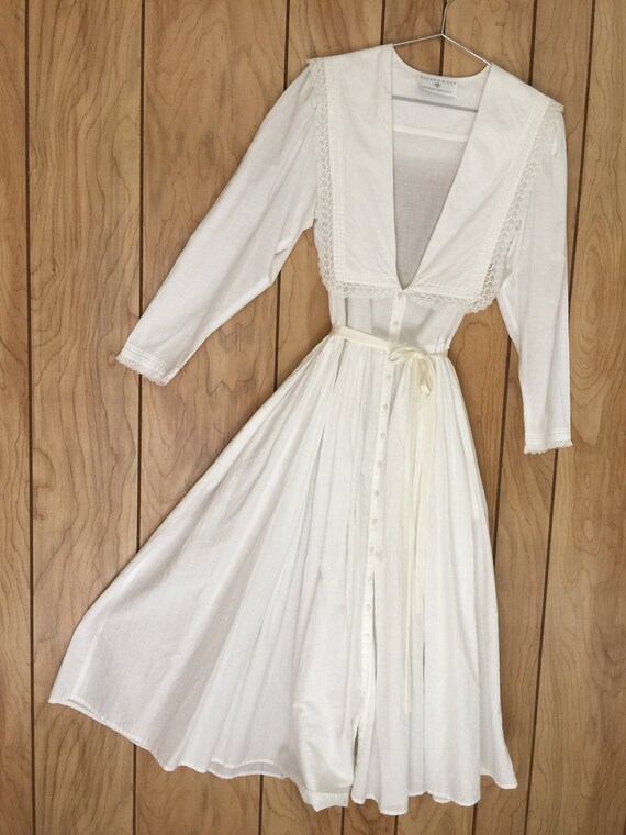 80s Vintage ANTIQUE Style SAILOR BIB Duster Dress