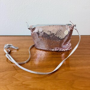 Vintage Whiting and Davis Mesh Purse Pale Pink Leather Metal