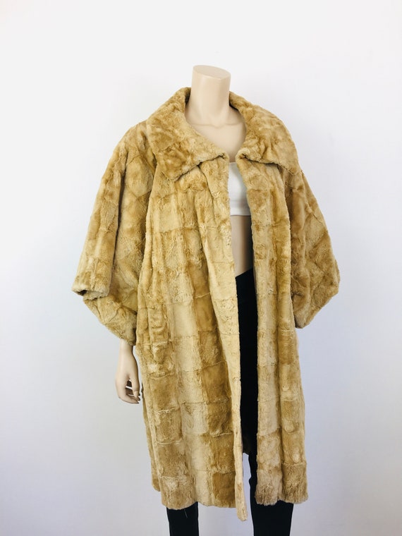 Vintage 1970s PATCHWORK SHEARED FUR Kimono Sleeve… - image 8