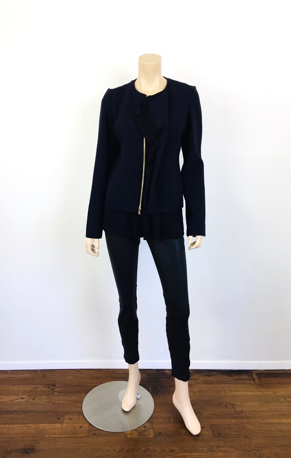 MARNI RUFFLED Front Navy Blue Zip Front Jacket 20… - image 2