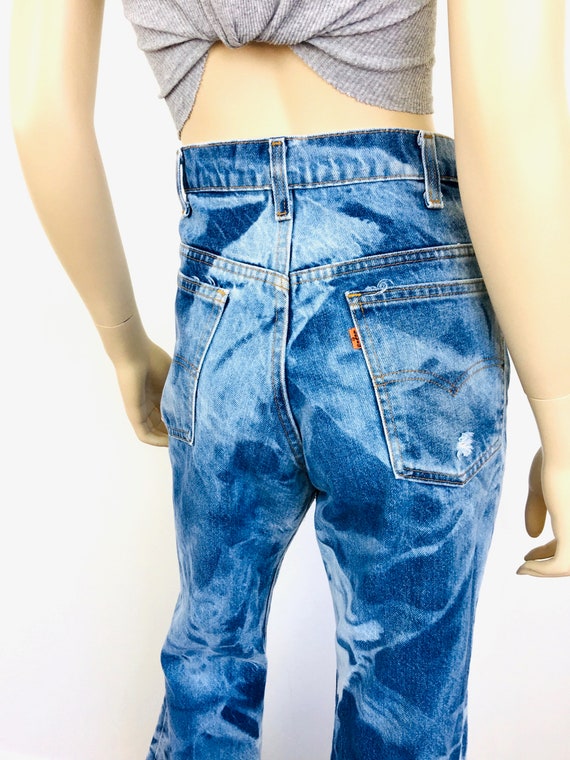 70s Vintage LEVIS BELL BOTTOM Denim Jeans Orange … - image 8