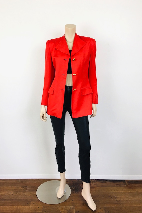 Vintage 1980s CHRISTIAN DIOR Bright Red Matte Gol… - image 2