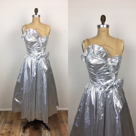 1980s vintage SILVER METALLIC Lame / Lurex Straple