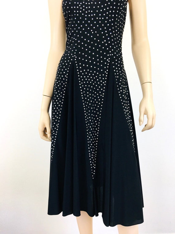 Vintage 1970s 30s Style RHINESTONE STUDDED Black … - image 6