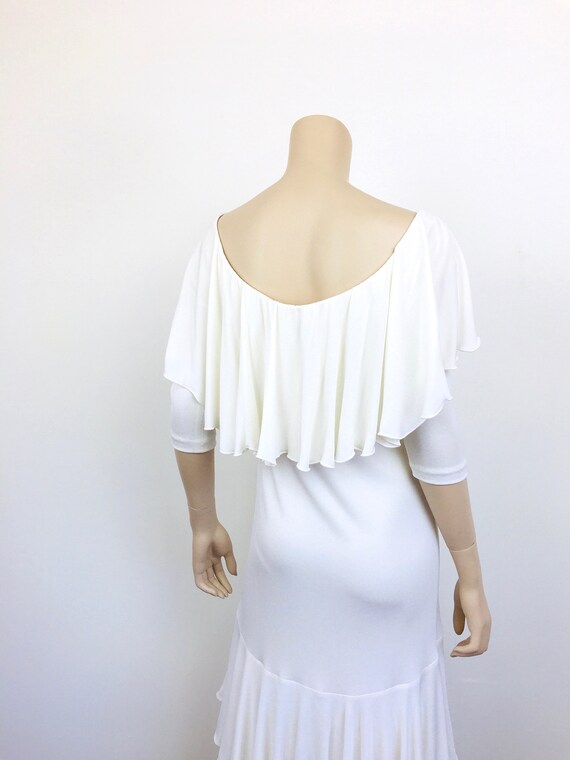 Vintage 1970s HOLLYS HARP White RUFFLED Jersey On… - image 9