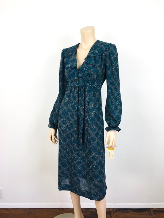 Vintage 1980s RUFFLED COLLAR Loose Fit Shift Dress - image 4