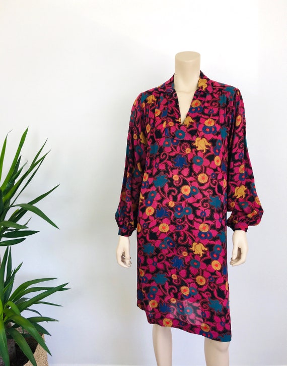 Vintage 1970s INDIAN BLOCK Print RAYON Hippie / B… - image 6