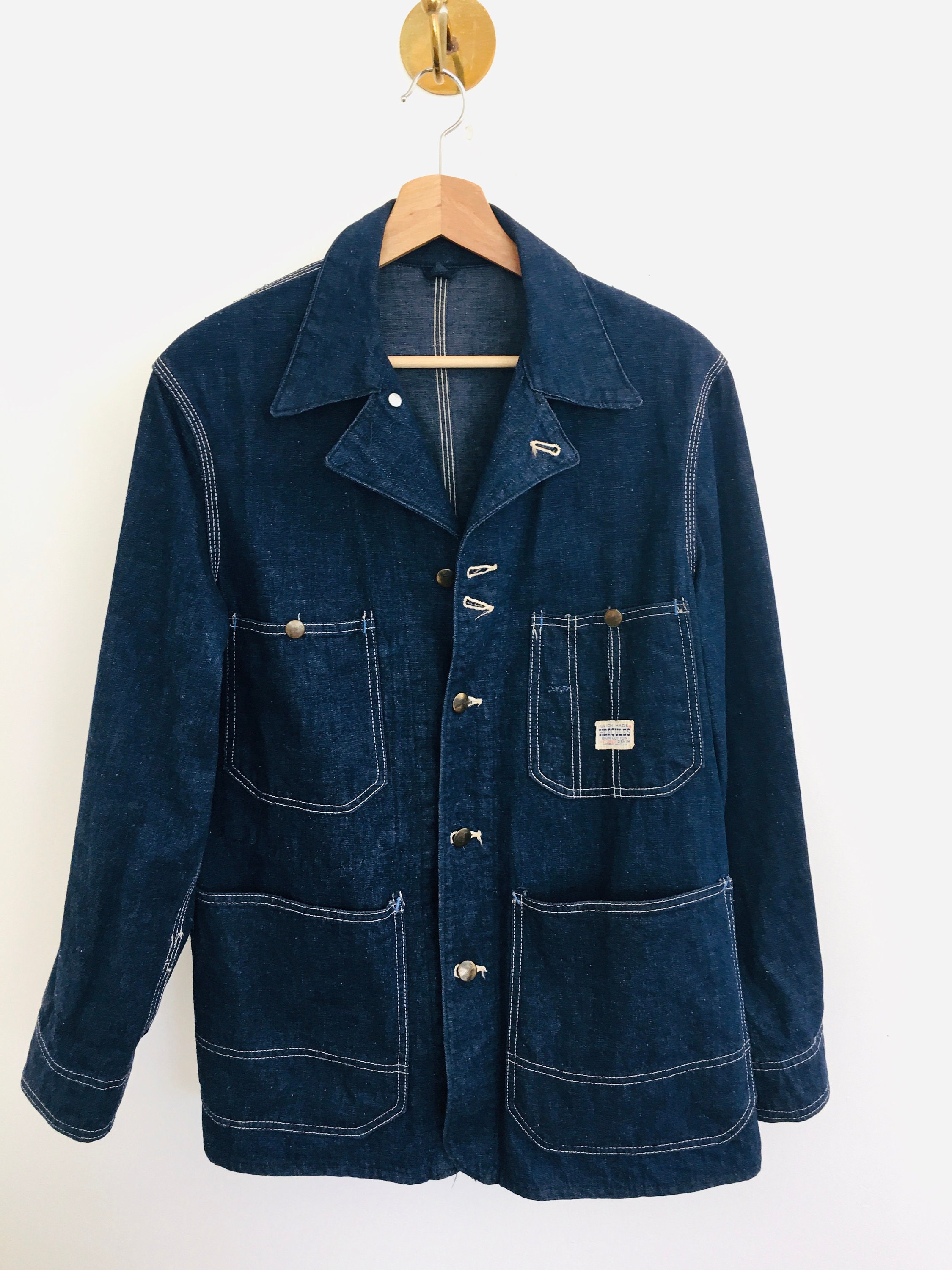 Selvedge Denim Chore Coat in Sun Faded Wash