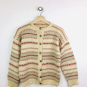 Vintage 1950s NOWEGIAN / NORWAY Knit Metal Button Front Cardigan Sweater image 9