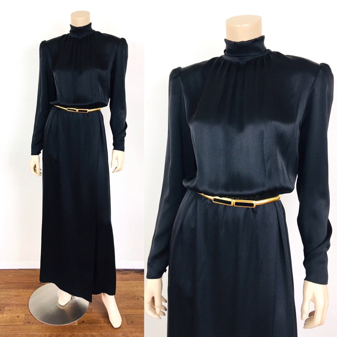Vintage 1970s / 1980s CHRISTIAN DIOR Boutique Black Silk