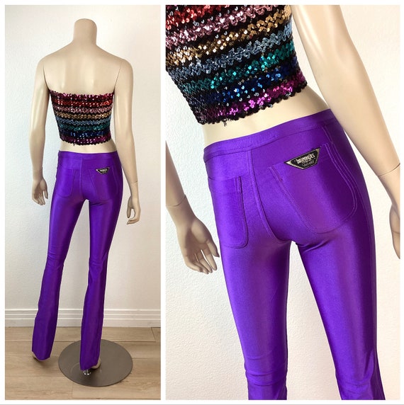 Vintage 1970s ELECTRIC PURPLE Stretchy SPANDEX Bo… - image 1