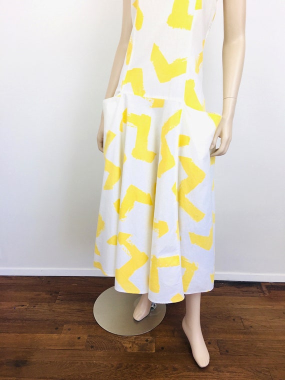 Vintage 1980s AVANT GARDE Yellow & White NOVELTY … - image 8