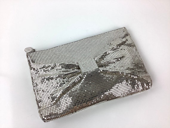 Vintage 1980s SILVER METALLIC Metal MESH Whiting … - image 3