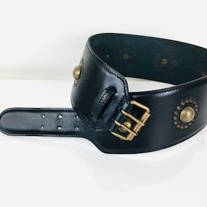 1980s Vintage AZZEDINE ALAIA Black STUDDED Leather Corset Belt image 6