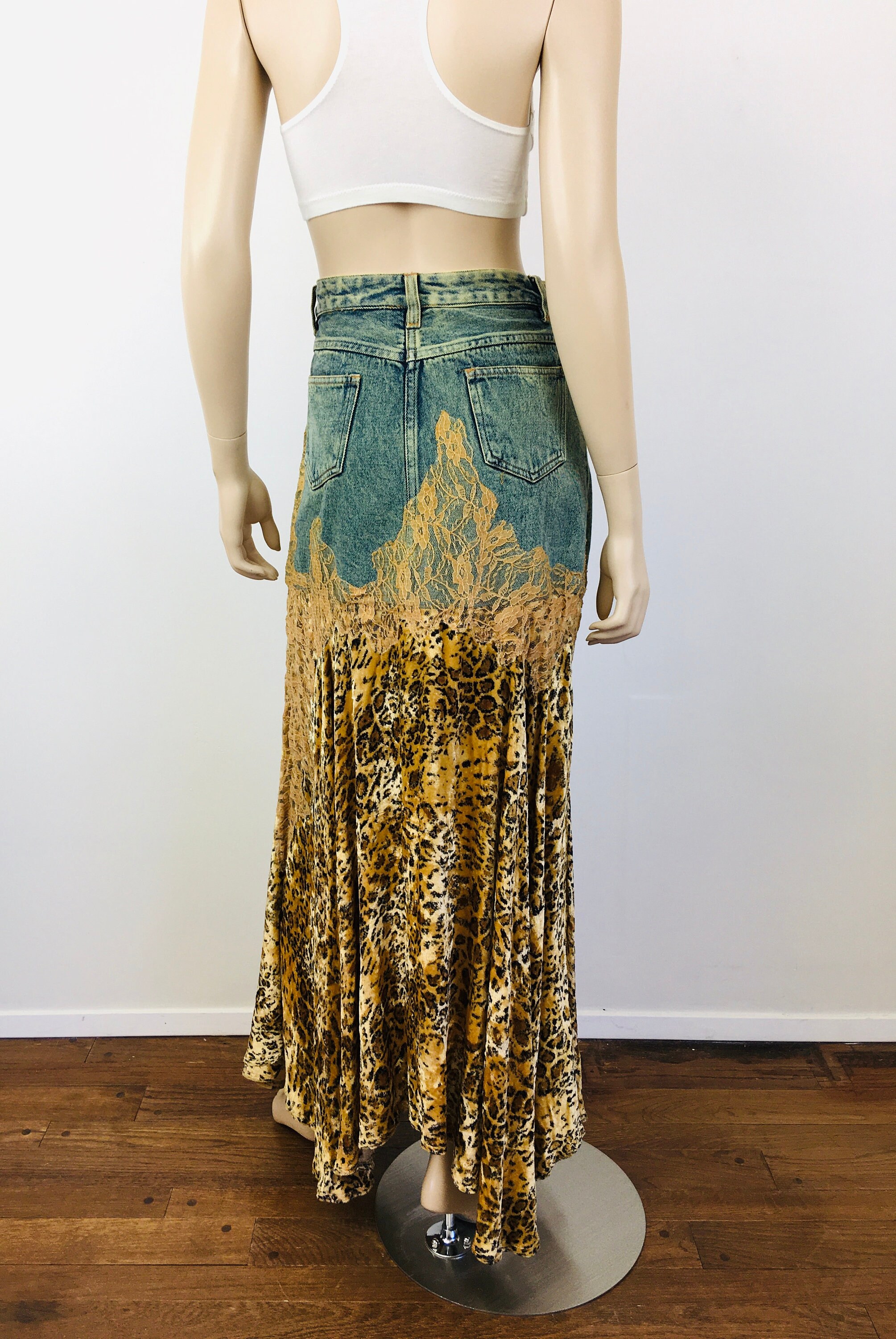 SS804BMidi - Denim Skirt- M Rainbow Leopard main image 0
