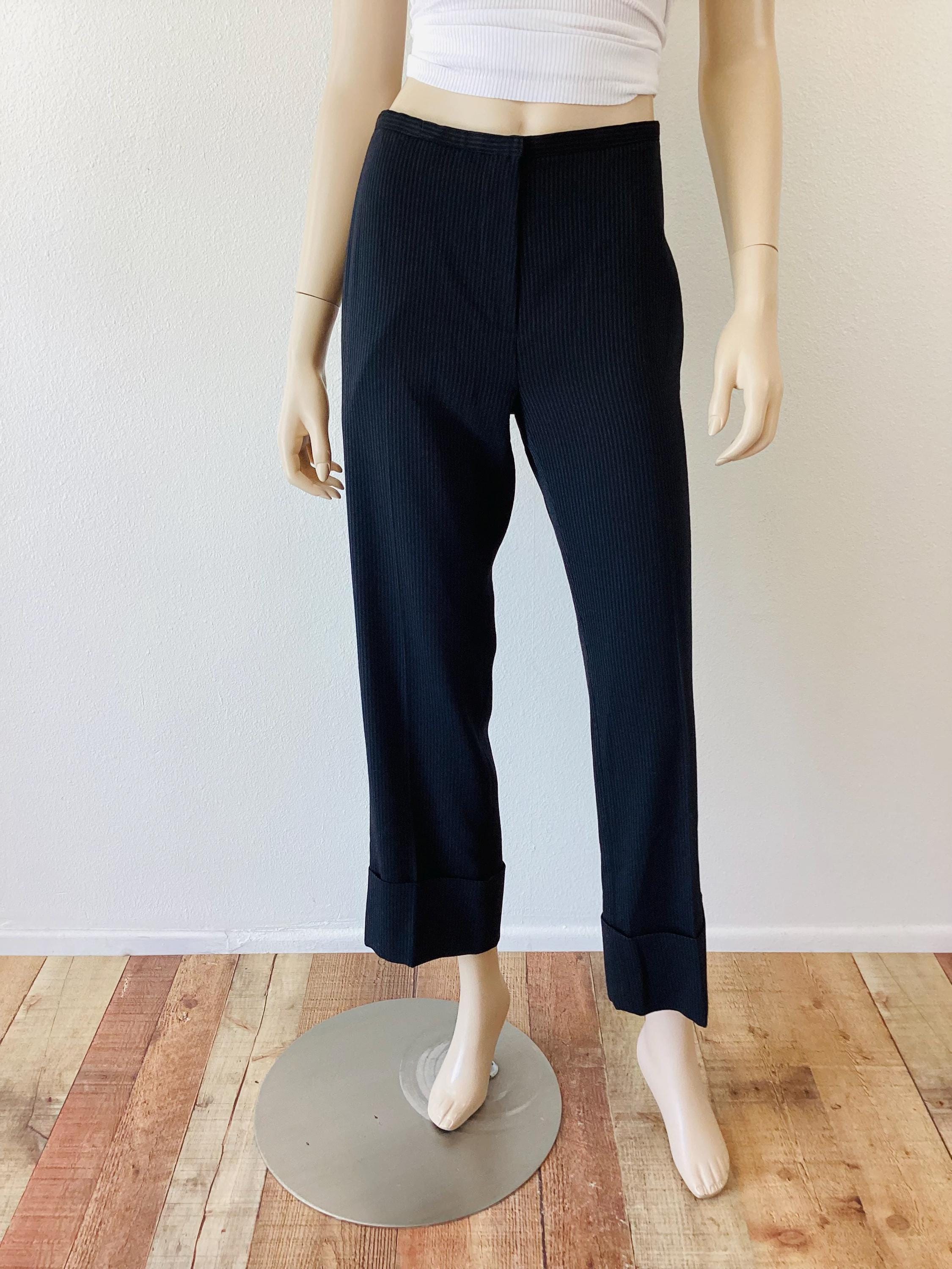 ANN DEMEULEMEESTER Minimalist PINSTRIPED Big Cuff Trousers / Pants