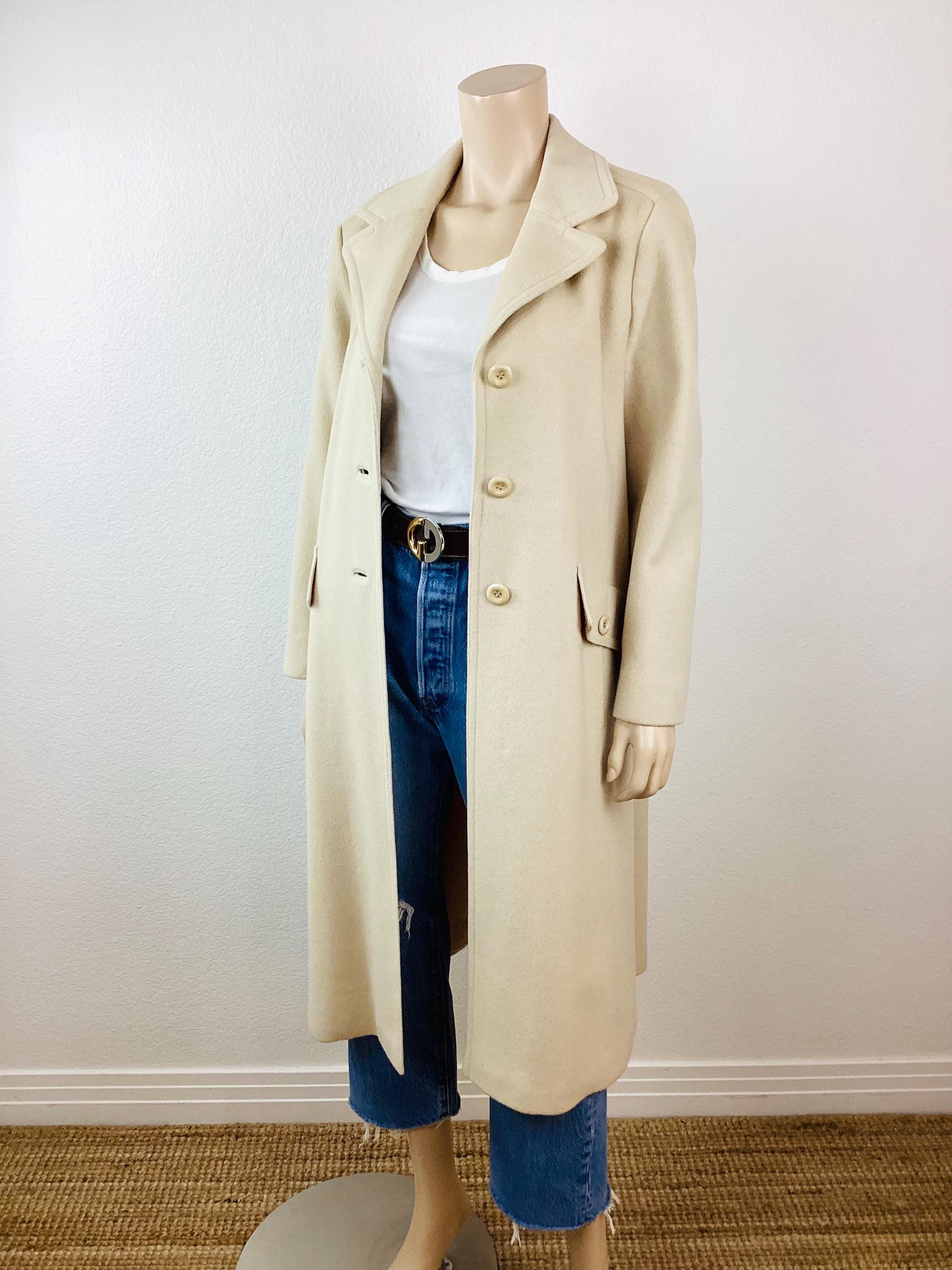 Vintage 1960s 100% Cream CASHMERE COAT Minimalist / Academia Style
