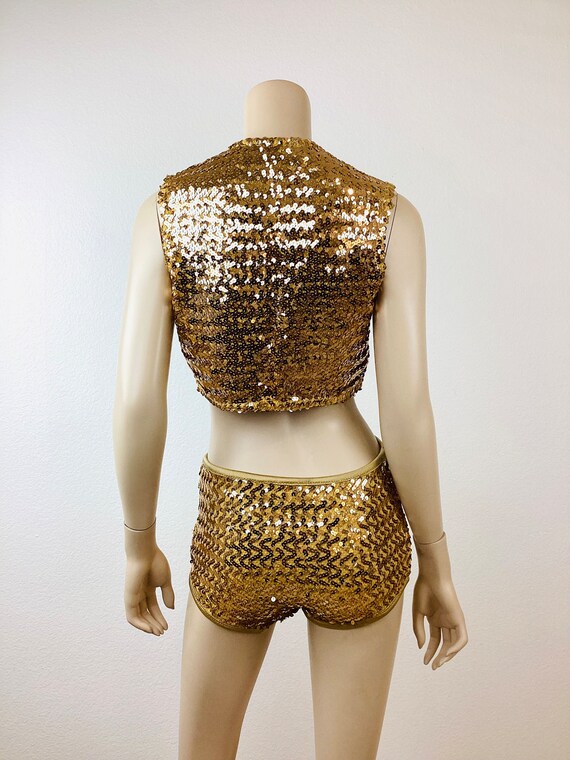 Vintage GOLD SEQUIN METALLIC Vest & Boy Tap Short… - image 7