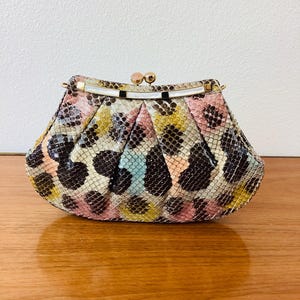 Vintage 1980s JUDITH LEIBER Colorful Python SNAKESKIN Bag / Purse / Clutch