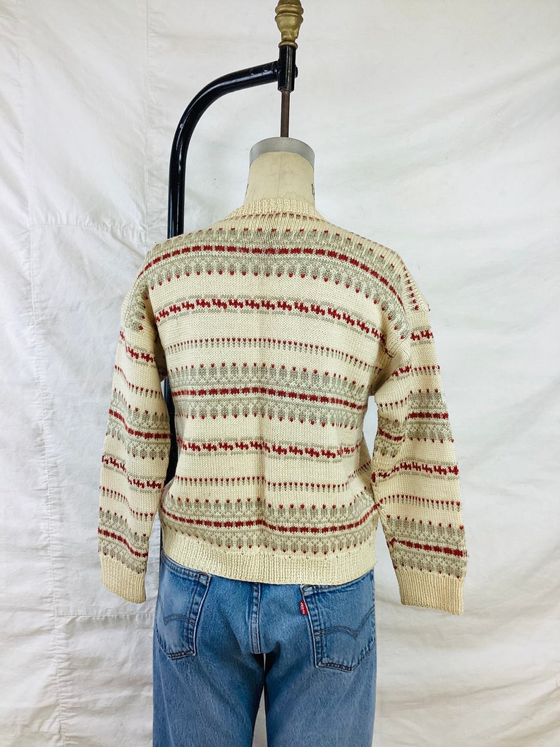 Vintage 1950s NOWEGIAN / NORWAY Knit Metal Button Front Cardigan Sweater image 7