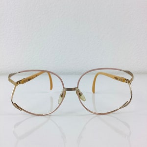 Vintage CHRISTIAN DIOR Big OVERSIZED Glasses / Sunglasses Gold & Pink Metal Frames image 1