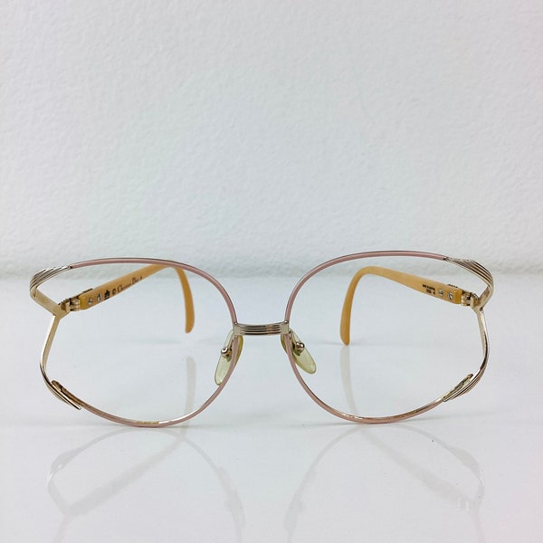 Vintage CHRISTIAN DIOR Big OVERSIZED Glasses / Sunglasses Gold & Pink Metal Frames