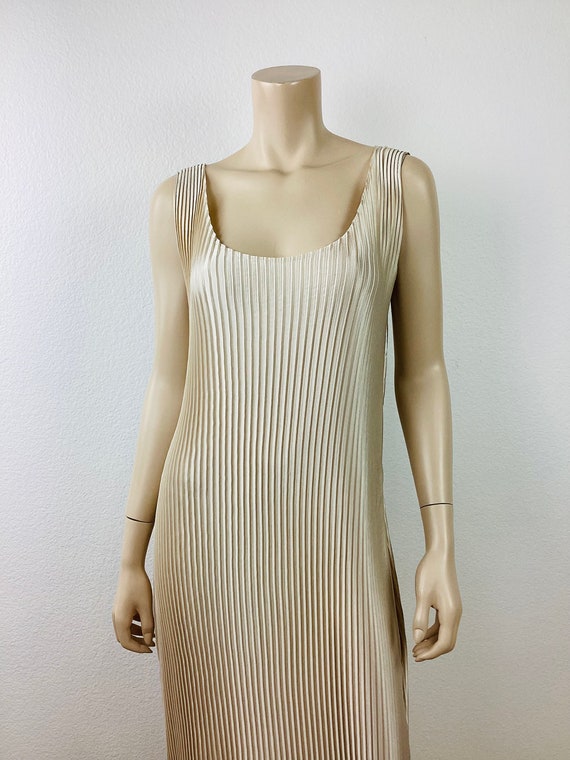 Vintage MASHIAH PLISSE PLEATED Champagne Beige Mi… - image 3