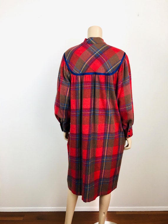 Vintage 1980s RED TARTAN PLAID Cottage Core Dress - image 9