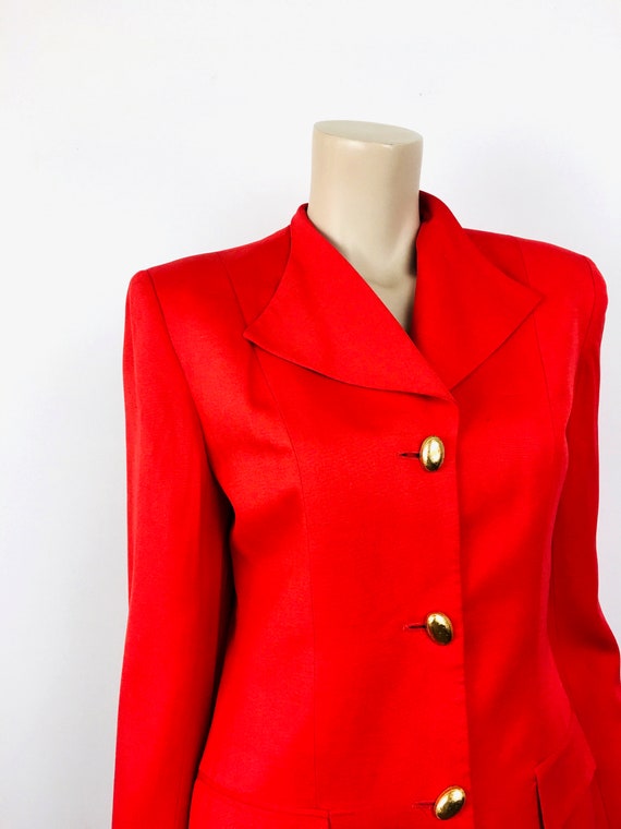 Vintage 1980s CHRISTIAN DIOR Bright Red Matte Gol… - image 8