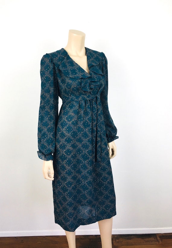 Vintage 1980s RUFFLED COLLAR Loose Fit Shift Dress - image 8