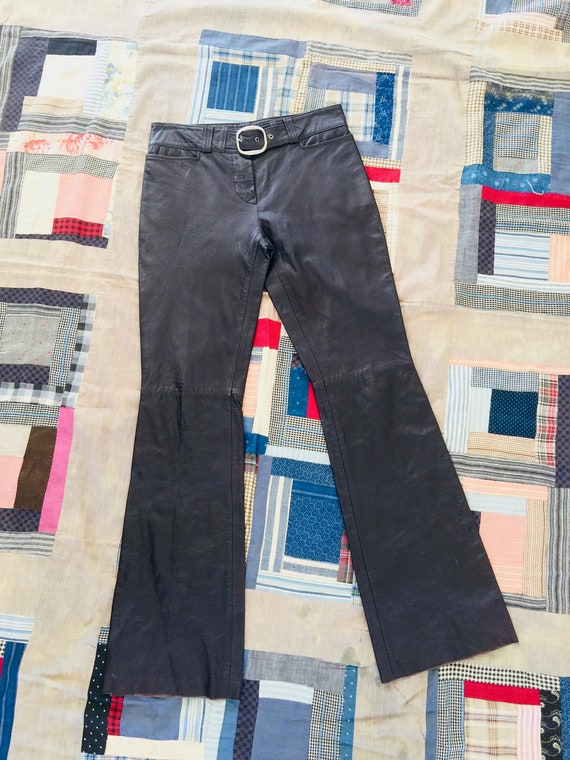 Vintage 1970s Brown LEATHER BELL BOTTOM Pants Hipp