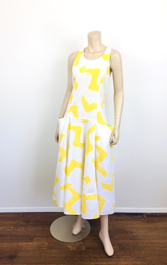 Vintage 1980s AVANT GARDE Yellow & White NOVELTY … - image 6