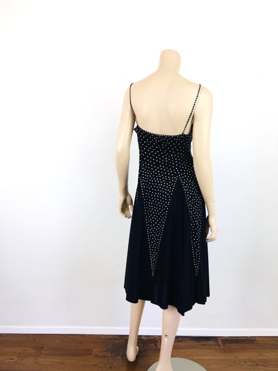 Vintage 1970s 30s Style RHINESTONE STUDDED Black … - image 9