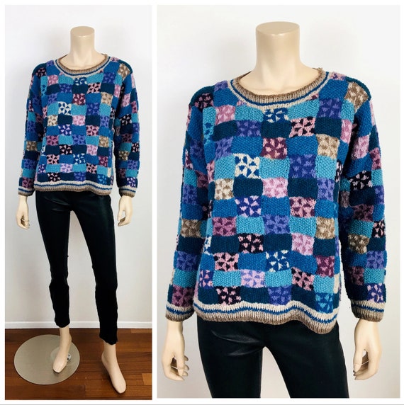 Vintage 1970s PATCHWORK Squares Style Handwoven P… - image 7