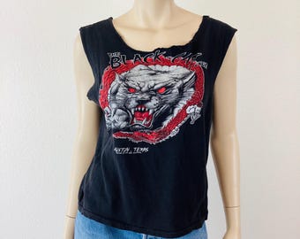 Vintage 1980s BLACK CAT Austin Texas DIVE Bar Tank T Shirt