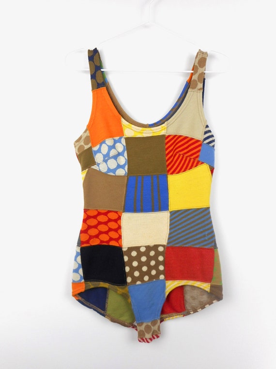 60s Vintage RUDI GERNREICH Patchwork Swim Suit Bod