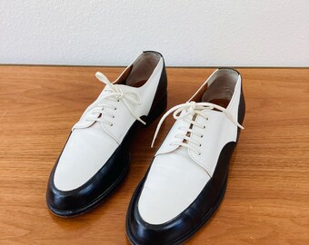 Vintage ROBERT CLERGERIE Tone Black White Leather Lace up
