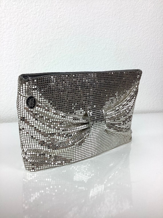 Vintage 1980s SILVER METALLIC Metal MESH Whiting … - image 4