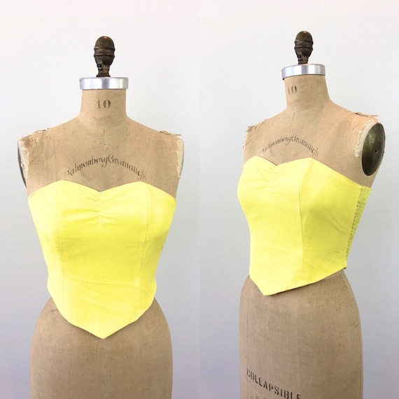 80s Vintage STRAPLESS BUSTIER Halter Crop Top 1980