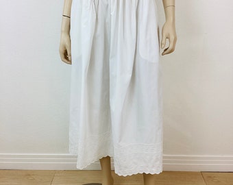 Falda estilo pradera de algodón bordada estilo eduardiano blanco de Ralph Lauren vintage