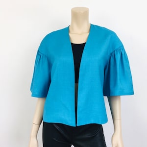 Vintage CHRISTIAN DIOR Bell Sleeve TURQUOISE Blue Jacket