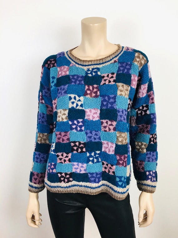 Vintage 1970s PATCHWORK Squares Style Handwoven P… - image 1