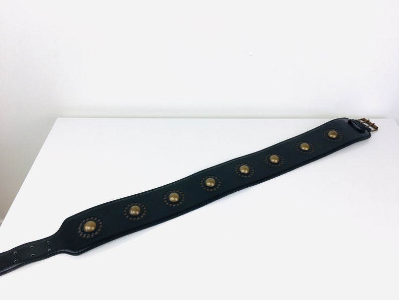 1980s Vintage AZZEDINE ALAIA Black STUDDED Leather Corset Belt image 7