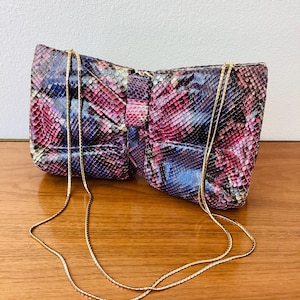 Vintage 1980s JUDITH LEIBER Colorful SNAKESKIN Bag / Purse