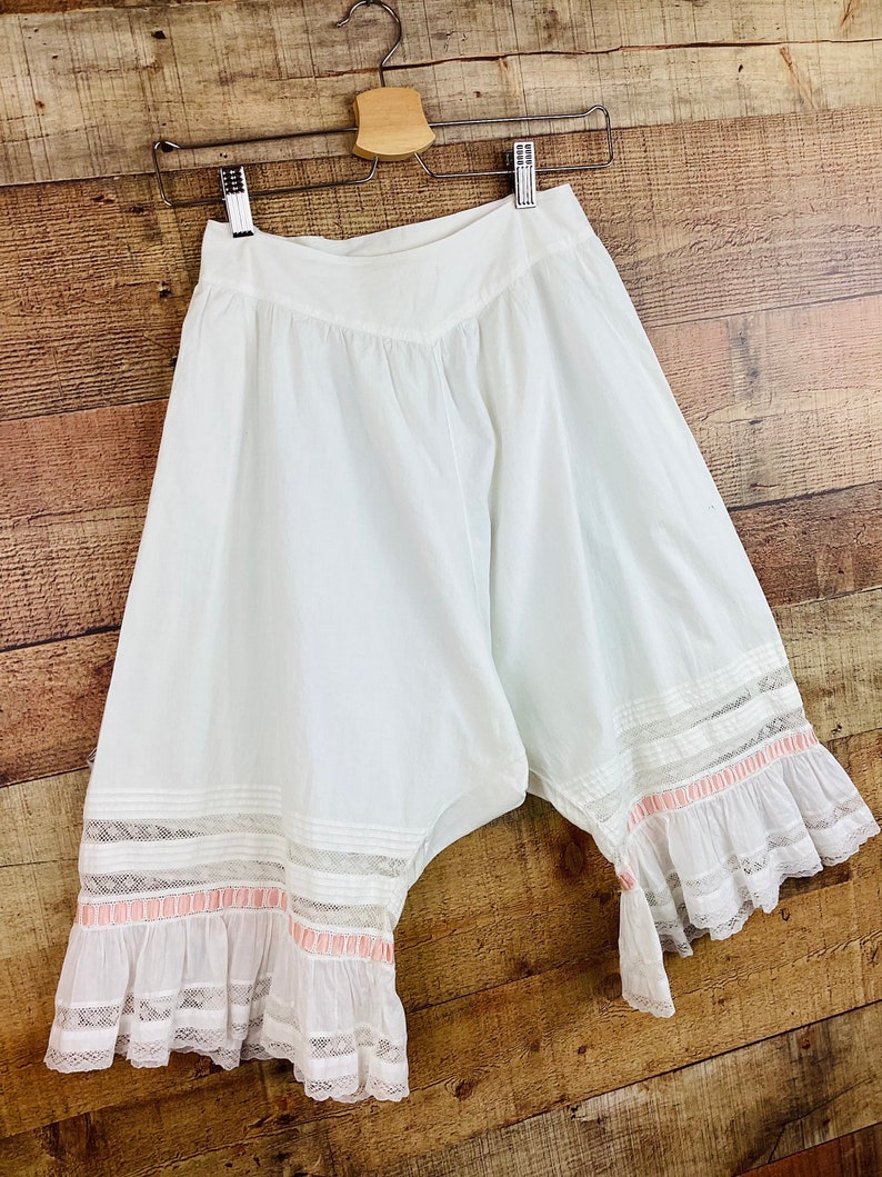 Vintage Antique 1900s EDWARDIAN / VICTORIAN White Cotton & LACE Bloomers image 2