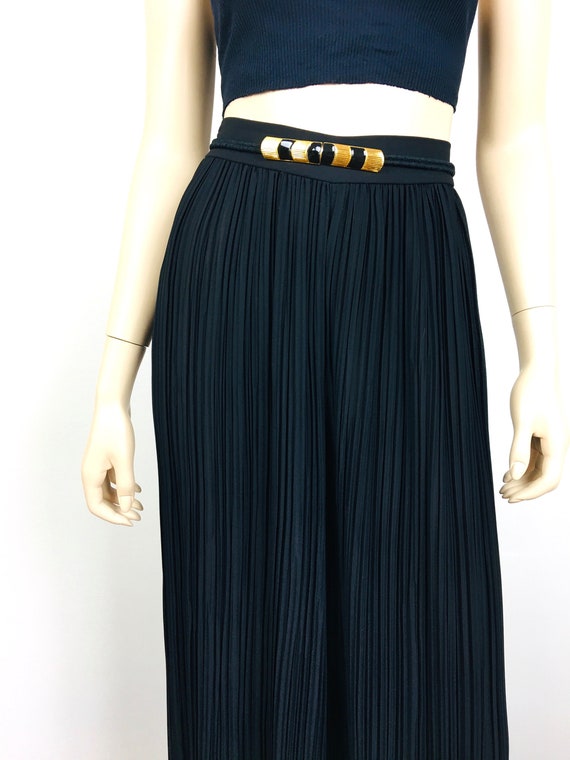 Vintage 1980s Black SUPER PLEATED PALAZZO Wide Le… - image 7