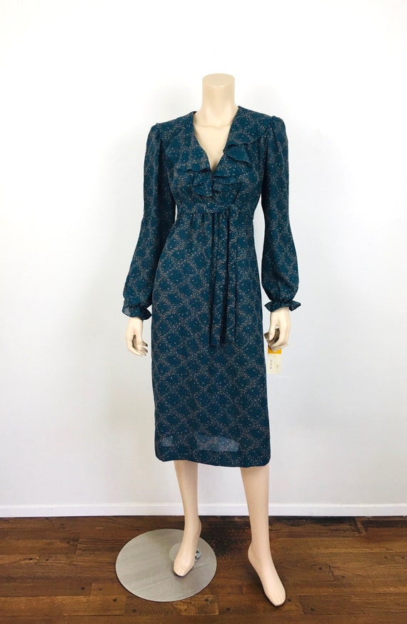 Vintage 1980s RUFFLED COLLAR Loose Fit Shift Dress - image 2