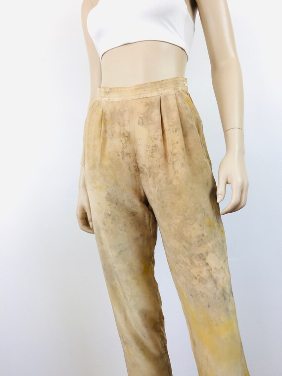 Vintage 1990s MINIMALIST Tie Dyed SILK Pants / Tr… - image 5