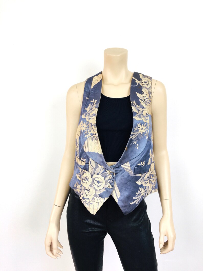 Vintage 1990s 40s Style BROCADE Drapes ANTIQUE Style Vest / Top Yvonne O'Gara image 3