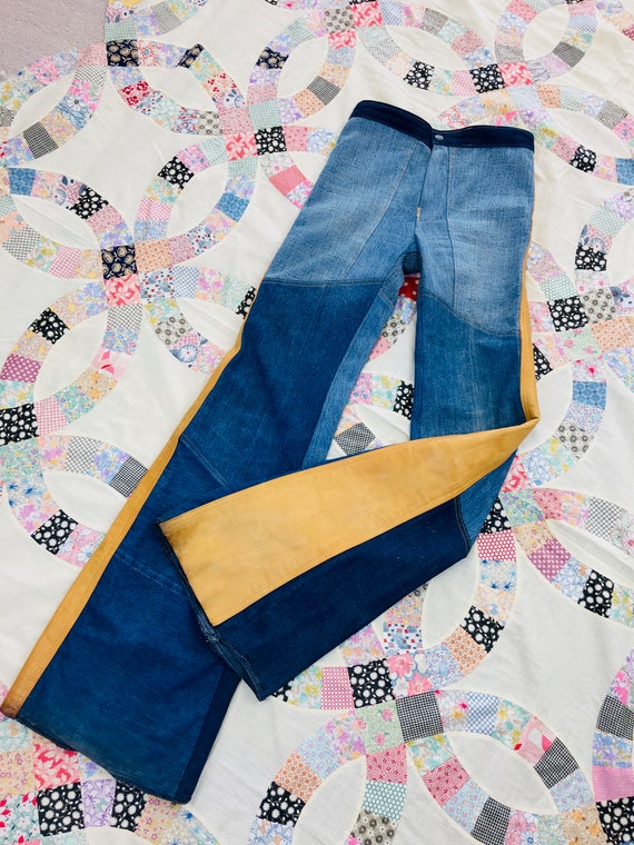 70s Vintage ANTONIO GUISEPPE Patchwork Denim & LEA